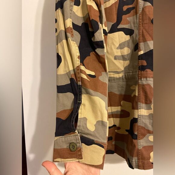NWT outerknown camo utility jacket camouflage print Sz L linen blend cotton - Picture 7 of 13